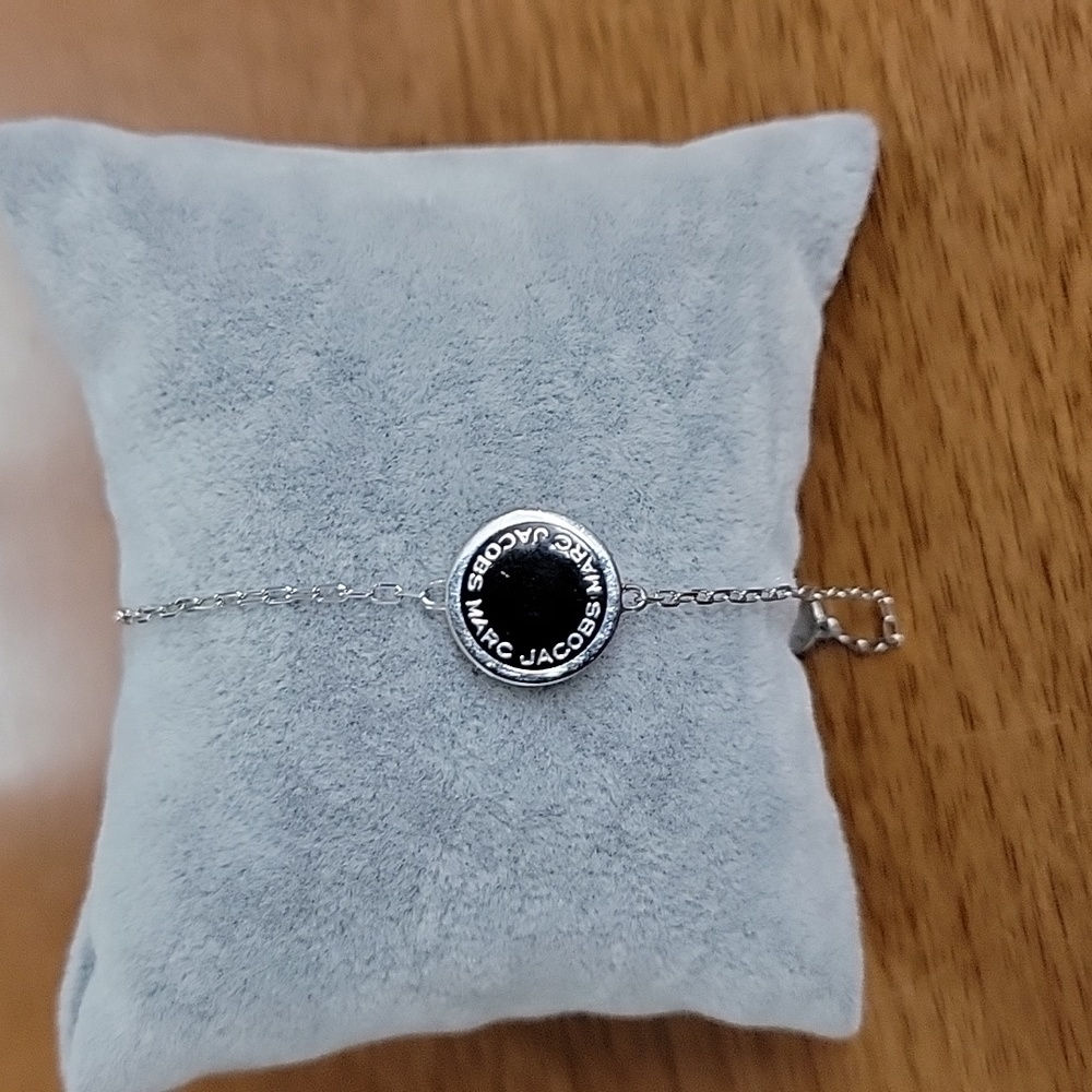 Marc Jacob's Black Enamel Logo  Disc Bracelet
